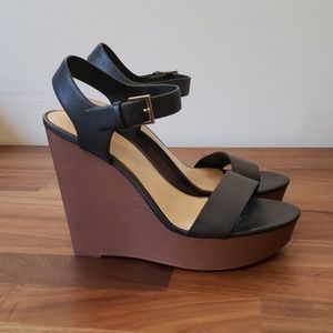 F21 Black and Brown Wedge Sandals